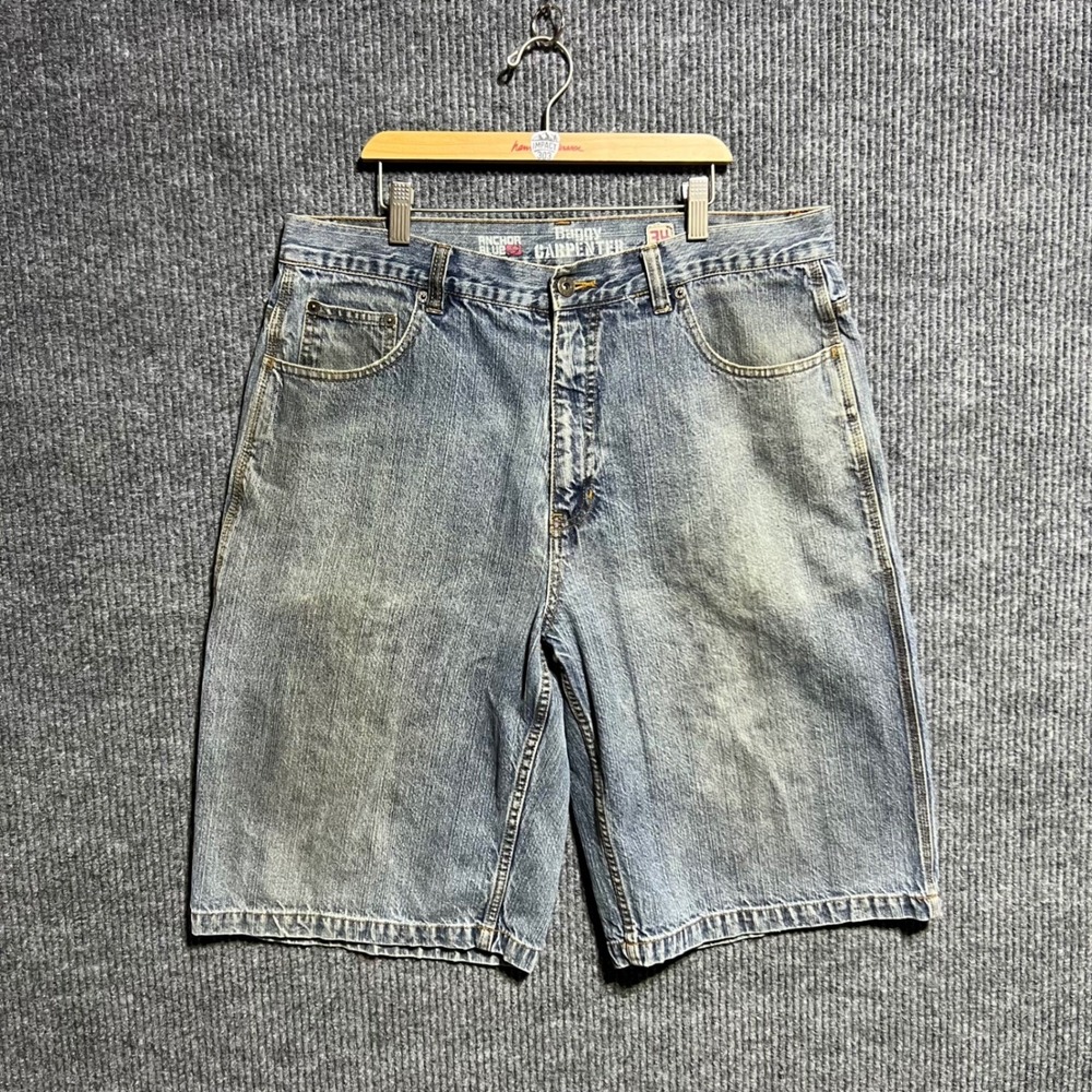 Vintage Anchor Blue Baggy‎ Carpenter Shorts Mens 34 Blue Denim Y2K Skater Retro